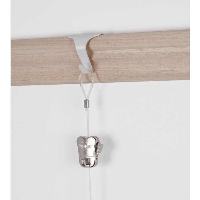 捻　釜環　和銑 STAS moulding hook white + STAS clear cord with loop end 150