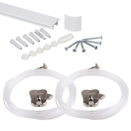 STAS cliprail max white 59" | 150 cm - complete kit, including 2 clear cords 59" with STAS zipper
