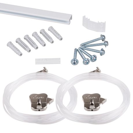 STAS minirail white 59" - complete kit, including 2 clear cords with cobra end 59" with STAS zipper