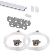 STAS drywallXpress easy mounting on drywalls, white 78.75" | 200 cm - complete kit, including 2 clear cords 150cm with STAS zipper