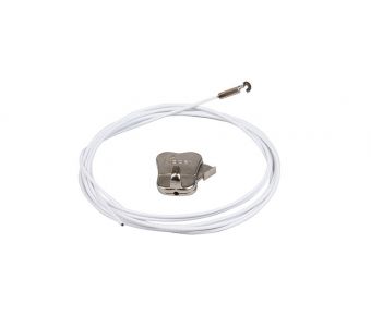 For loads up to 22 lbs: steel cable (white coating) + STAS zipper hook 