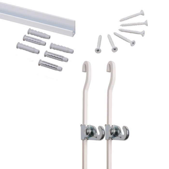 STAS j-rail max white 150 cm | 59" - complete kit, including 2 rods 4x4 white 59" with hook