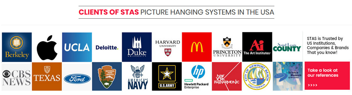 STAS picture hanging systems clients / references