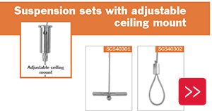 Suspension sets with adjustable ceiling mount